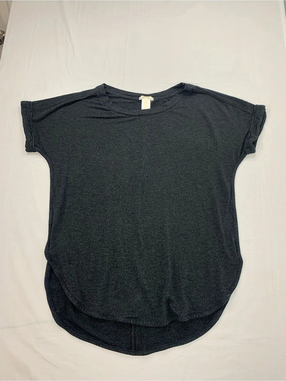 Matty M French Terry Roll Cuff Short Sleeve Tee Black/grayish Large
